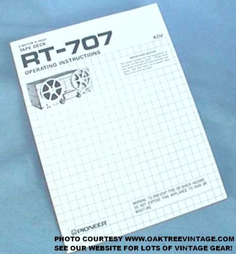Pioneer RT-707 / RT-701 R2R reel-to-reel replacement parts / spares